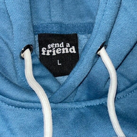 Someone Loves You Pullover Hoodie Unisex Sz L Blue Inspirational Sweatshirt NWOT - Picture 3 of 4